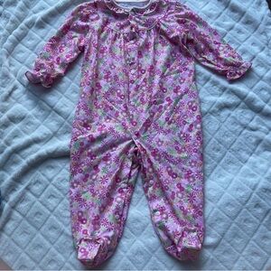 Y2k 2000s baby sleeper Miniwear pink floral flower pajamas size 9-12 M